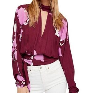 Free People Say You Love Me Purple Floral Top